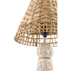   Travertine Base Rattan Table Lamps (2) | Oroa.com