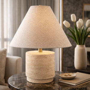   Travertine Base Accent Table Lamp | Oroa.com