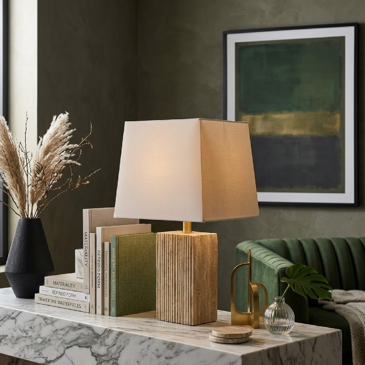   Modern European furniture - Brown Travertine Accent Table Lamp - www.oroa.com | Oroa.com