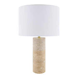   Modern European furniture - Cylindrical Travertine Accent Table Lamp - www.oroa.com | Oroa.com