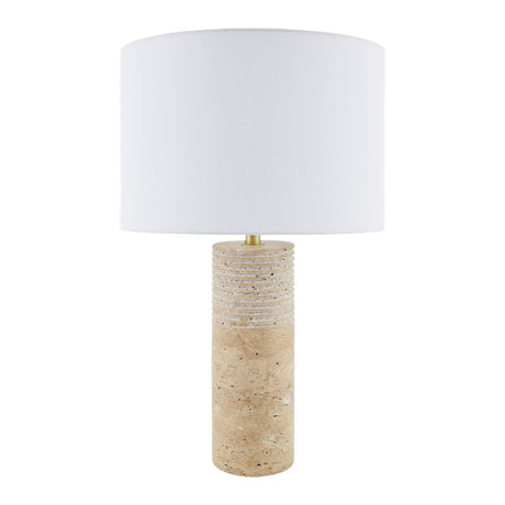   Modern European furniture - Cylindrical Travertine Accent Table Lamp - www.oroa.com | Oroa.com