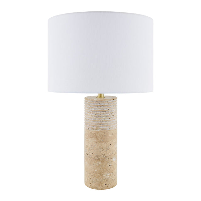 Modern European furniture - Cylindrical Travertine Accent Table Lamp - www.oroa.com
