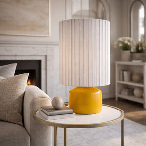   Reeded Linen Accent Table Lamp | Oroa.com