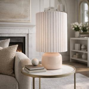   Reeded Linen Accent Table Lamp | Oroa.com