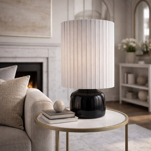   Reeded Linen Accent Table Lamp | Oroa.com