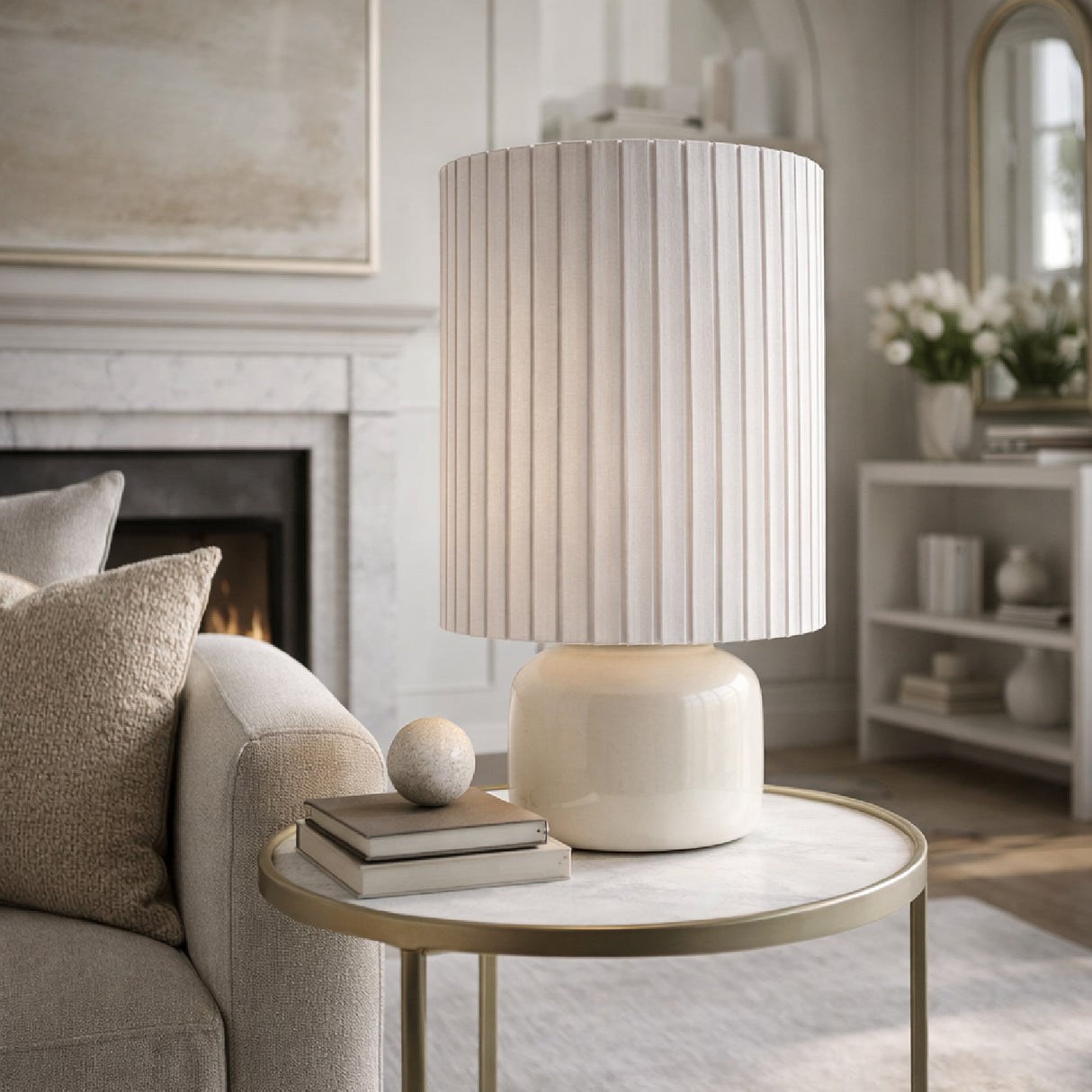   Reeded Linen Accent Table Lamp | Oroa.com