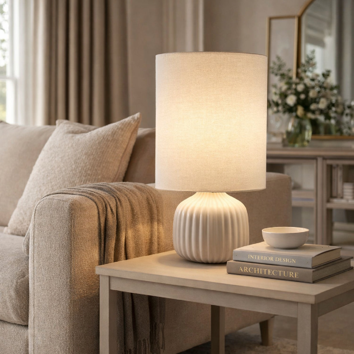   Fluted Ceramic Accent Table Lamp | Oroa.com