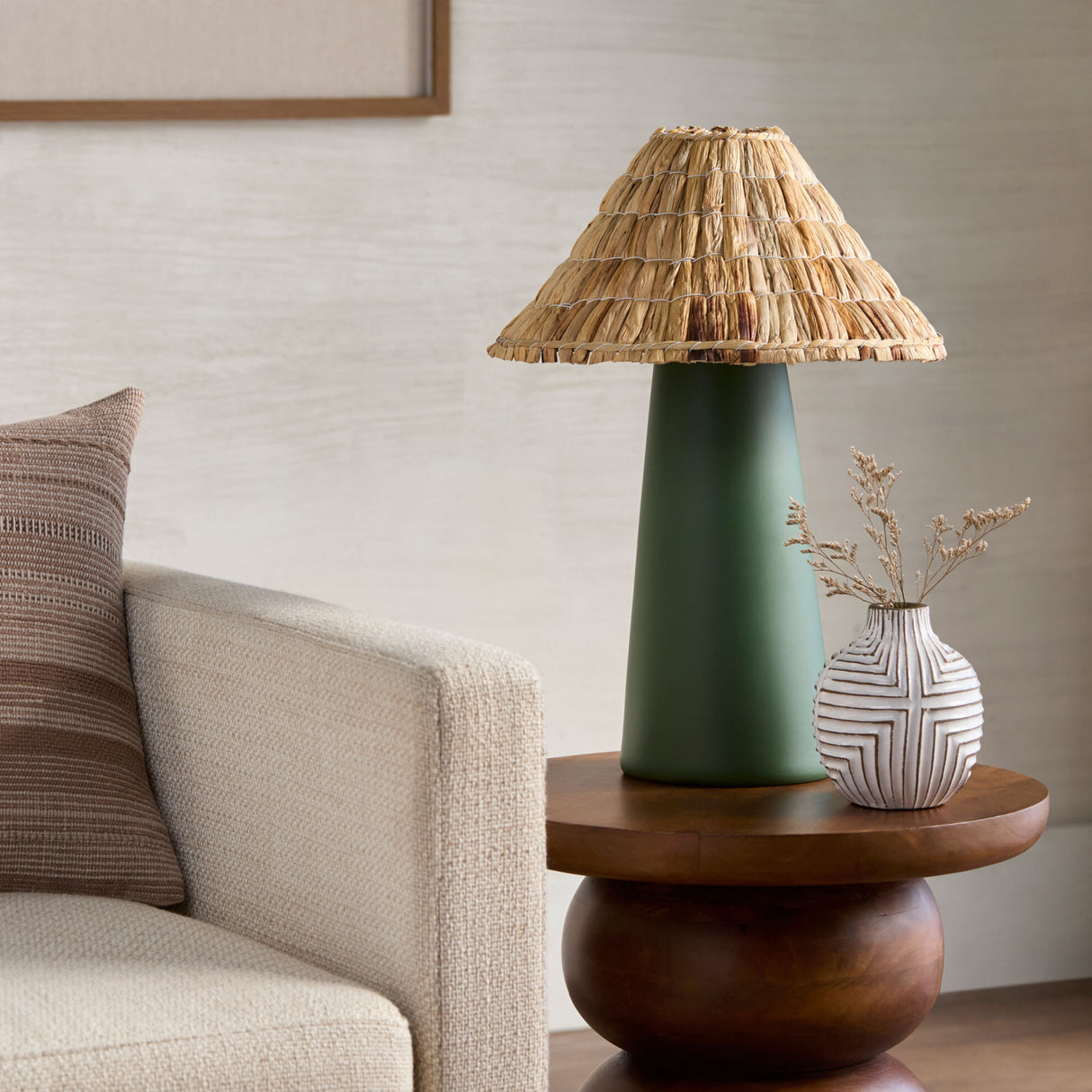   Seagrass Shade Ceramic Table Lamp | Oroa.com