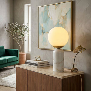   Marble White Glass Table Lamp | Oroa.com