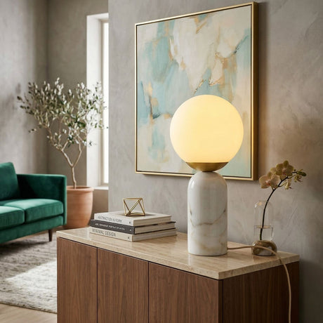   Marble White Glass Table Lamp | Oroa.com