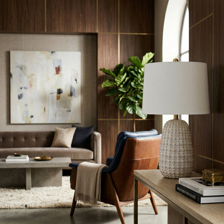   Modern European furniture - Glazed Cream Ceramic Table Lamp - www.oroa.com | Oroa.com