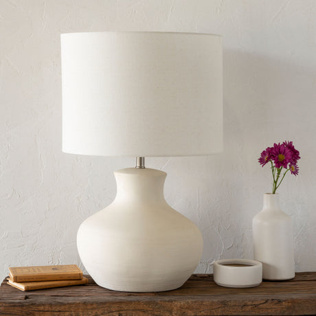   Modern European furniture - Glazed Cream Ceramic Table Lamp - www.oroa.com | Oroa.com
