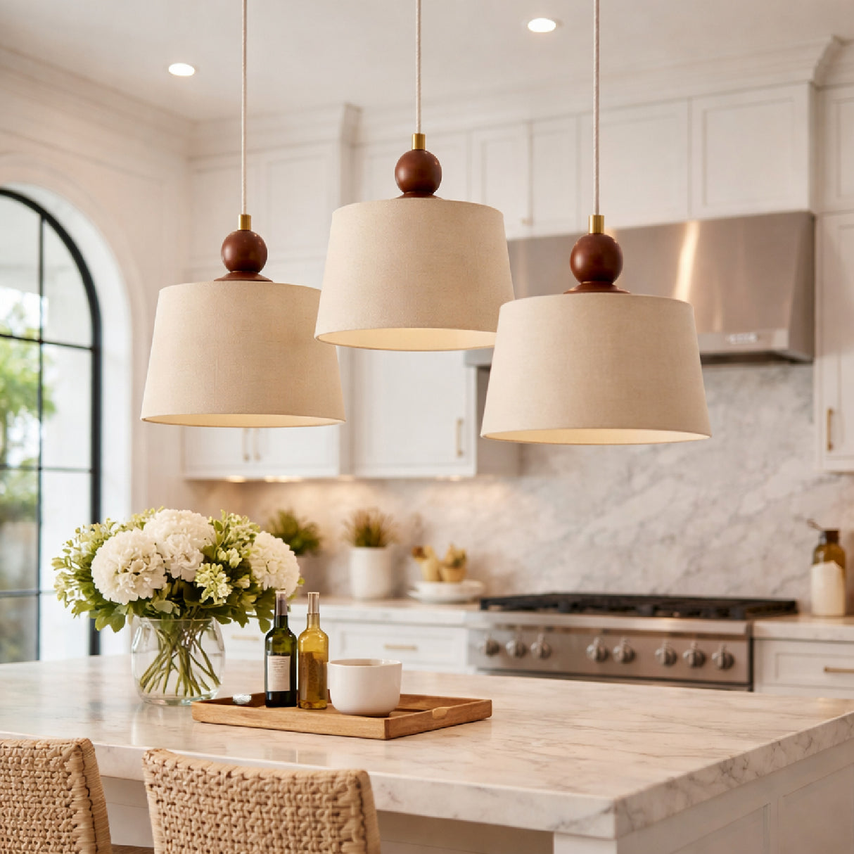   3-Light Linen Chandelier | Oroa.com