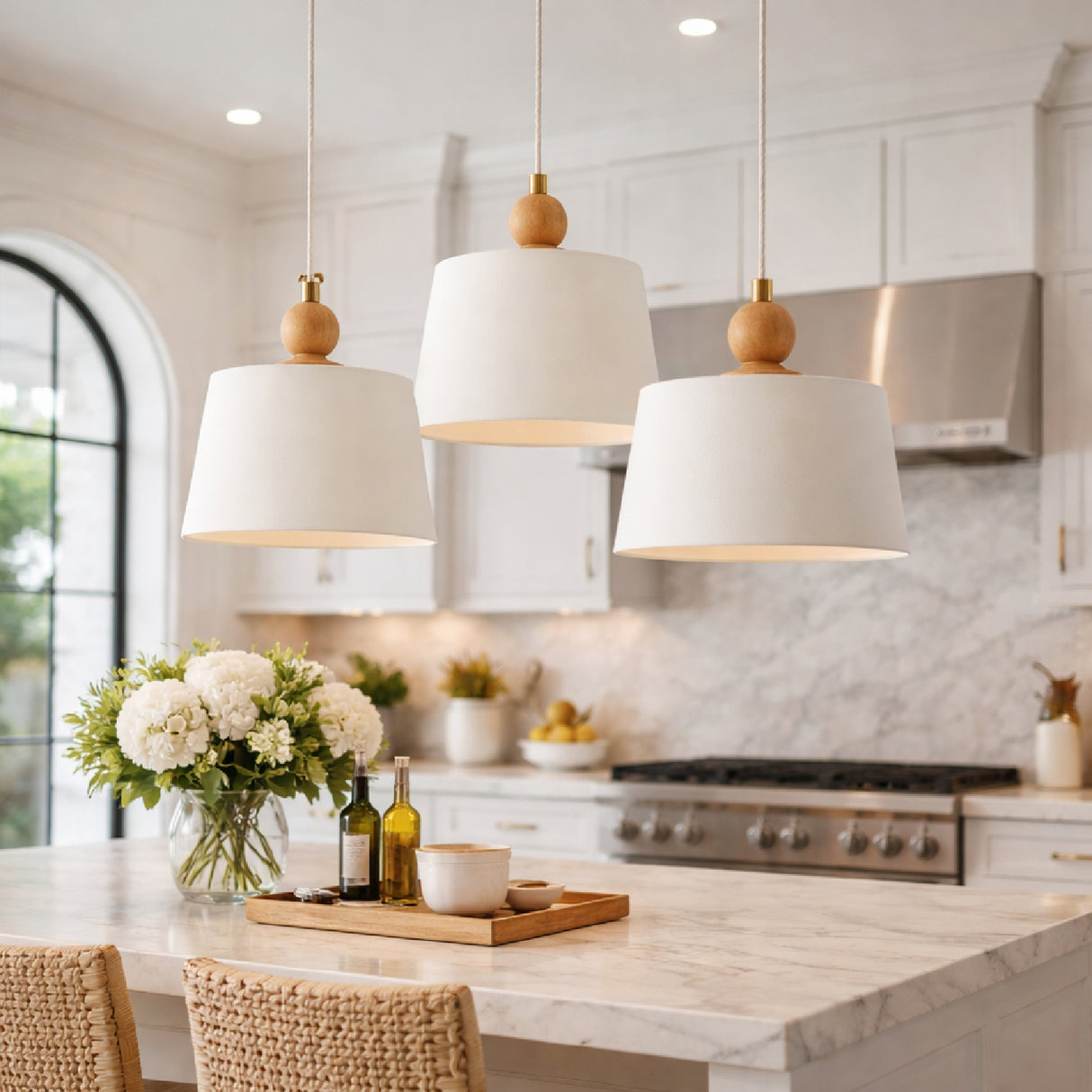   3-Light Linen Chandelier | Oroa.com