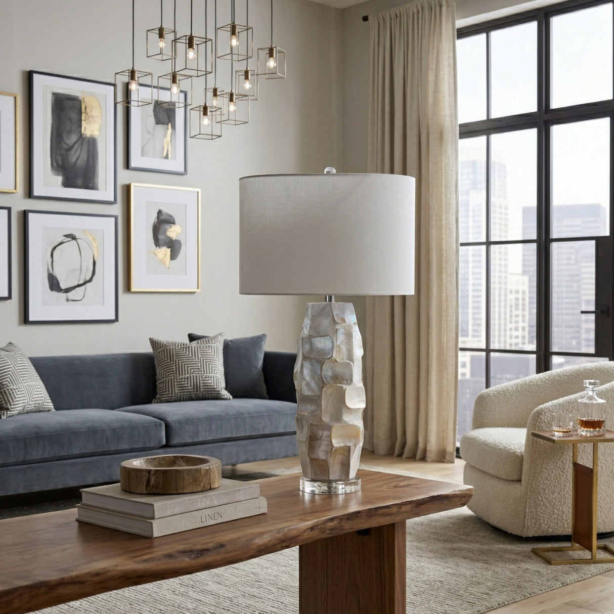   Modern European furniture - Cream Inlaid Shell Table Lamp - www.oroa.com | Oroa.com