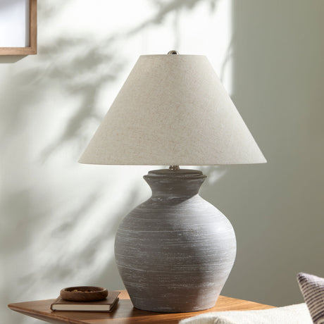   Modern European furniture - Gray Ceramic Linen Table Lamp - www.oroa.com | Oroa.com