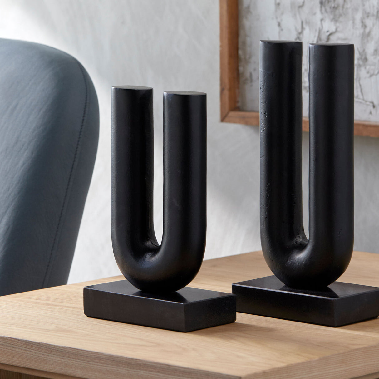   Modern European furniture - Black U-Shaped Sculpture Set (2) - www.oroa.com | Oroa.com
