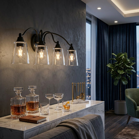   Modern European furniture - Clear Glass 4-Light Wall Lamp - www.oroa.com | Oroa.com