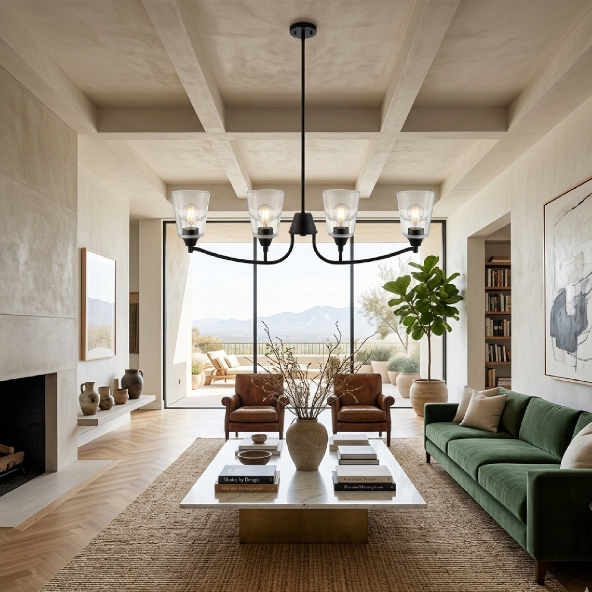   Glass Shades 4-Light Chandelier | Oroa.com