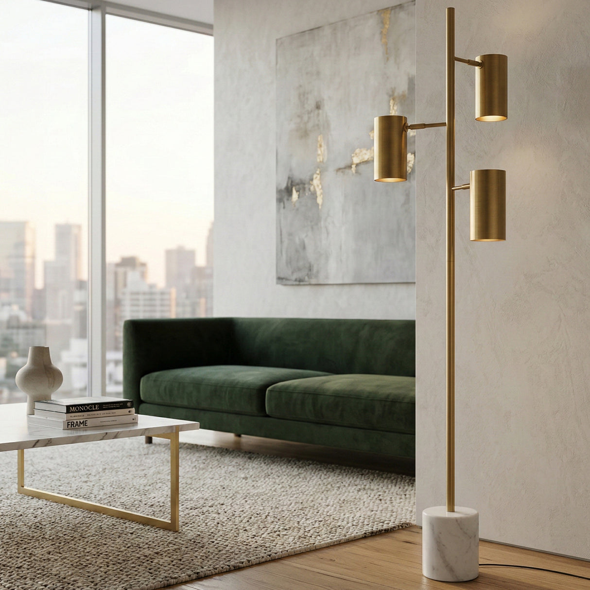   Modern European furniture - Gold 3-Light Accent Floor Lamp - www.oroa.com | Oroa.com