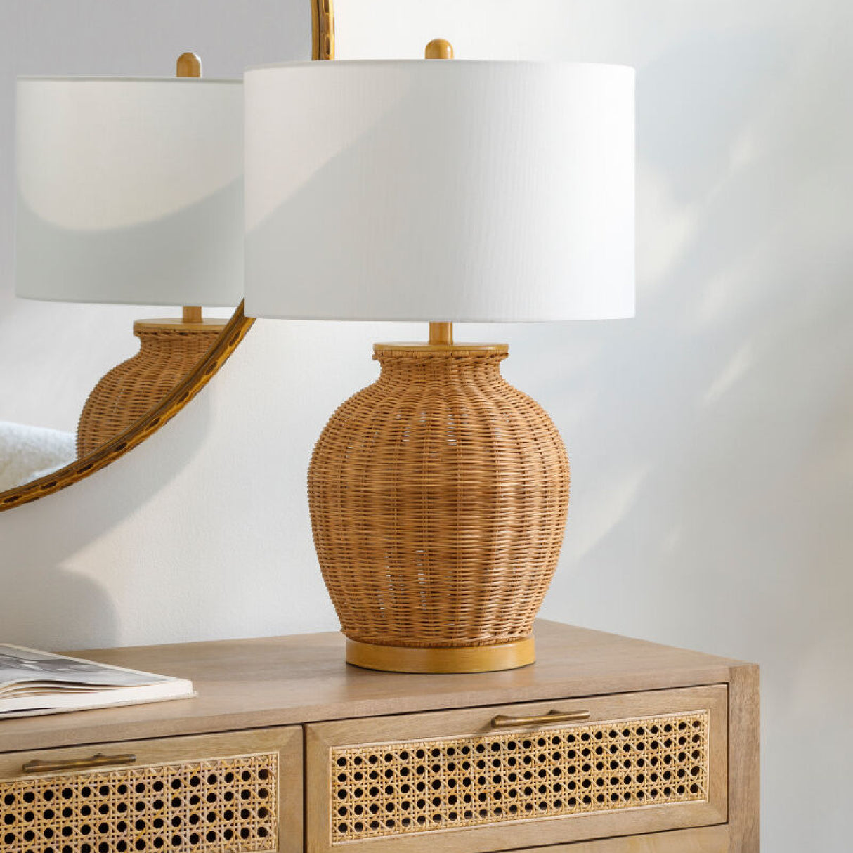   Brown Rattan Accent Table Lamp | Oroa.com