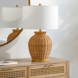   Brown Rattan Accent Table Lamp | Oroa.com