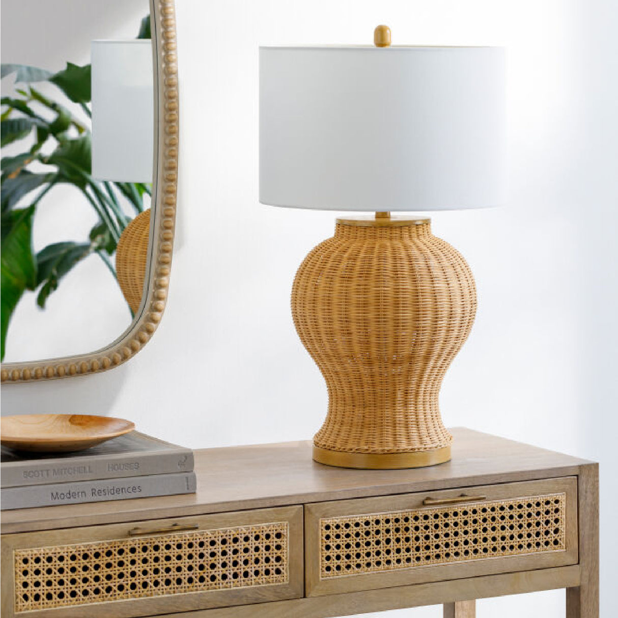   Brown Rattan Accent Table Lamp | Oroa.com
