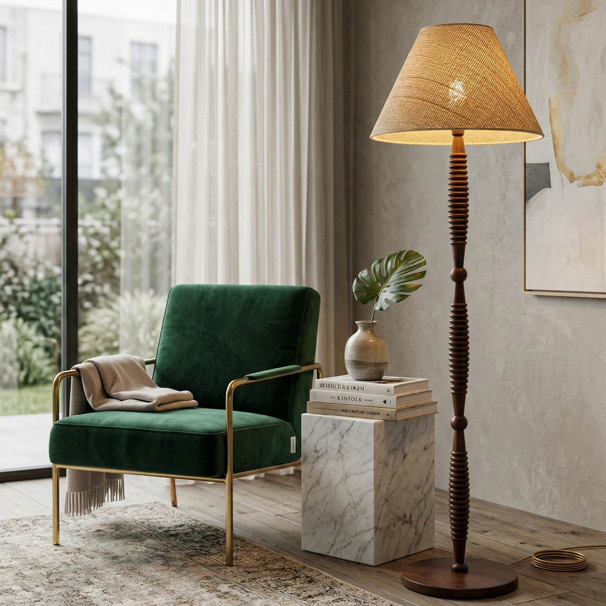   Modern European furniture - Brown Linen Accent Floor Lamp - www.oroa.com | Oroa.com