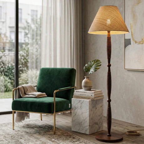   Modern European furniture - Brown Linen Accent Floor Lamp - www.oroa.com | Oroa.com