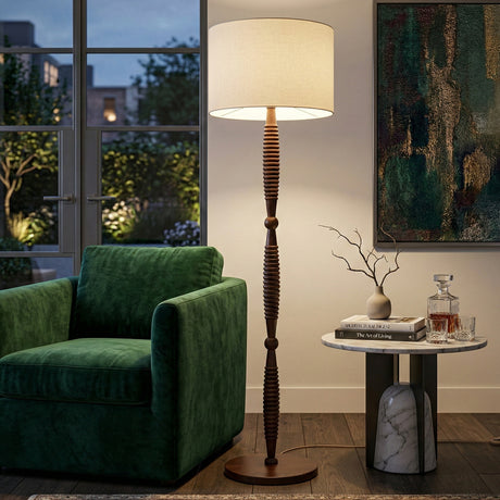   Modern European furniture - Beige Linen Accent Floor Lamp - www.oroa.com | Oroa.com