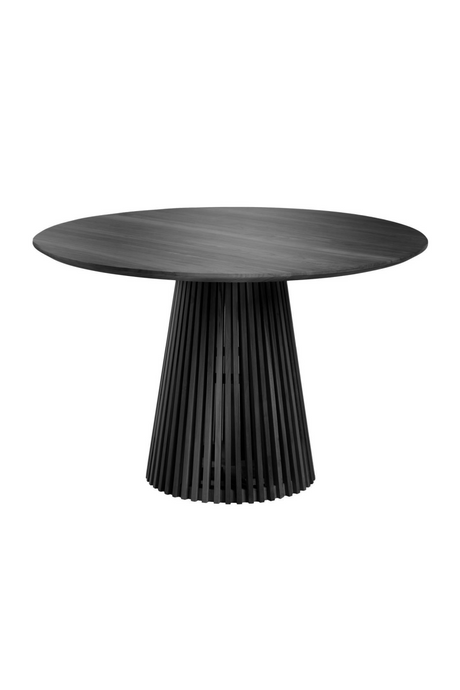 Round Black Teak Wood Pedestal Dining Table L | La Forma Jeanette | Oroa.com