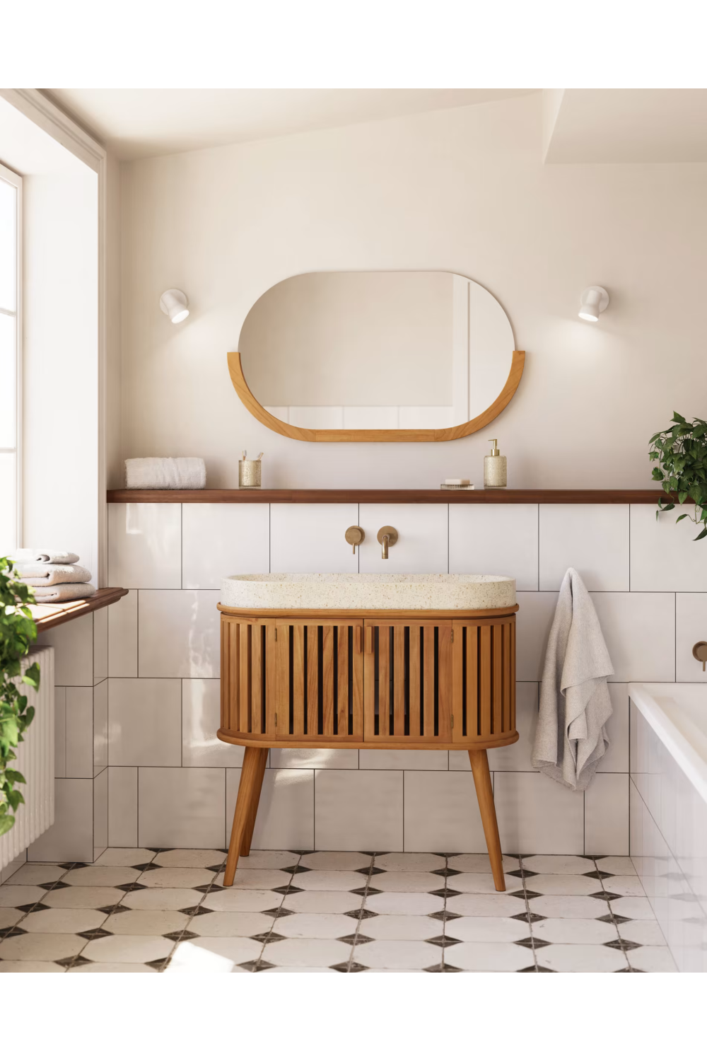 Oval Wooden Vanity Unit | La Forma Rokia