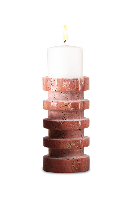 Red Travertine Candle Holder | Liang & Eimil Crimson Rise | Oroa.com