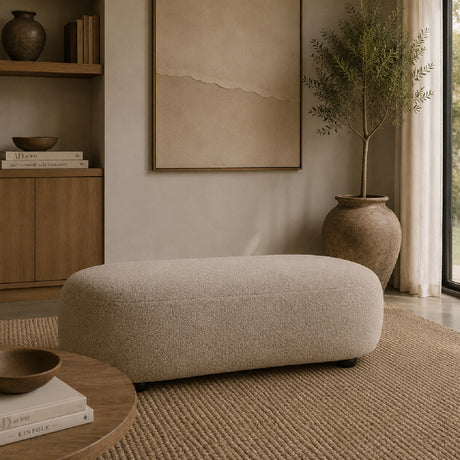   Beige Upholstered Ottoman | Oroa.com