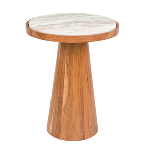   Modern European furniture - Acacia Wood Marble Side Table - www.oroa.com | Oroa.com