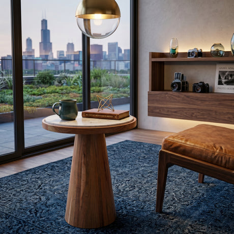   Modern European furniture - Acacia Wood Marble Side Table - www.oroa.com | Oroa.com