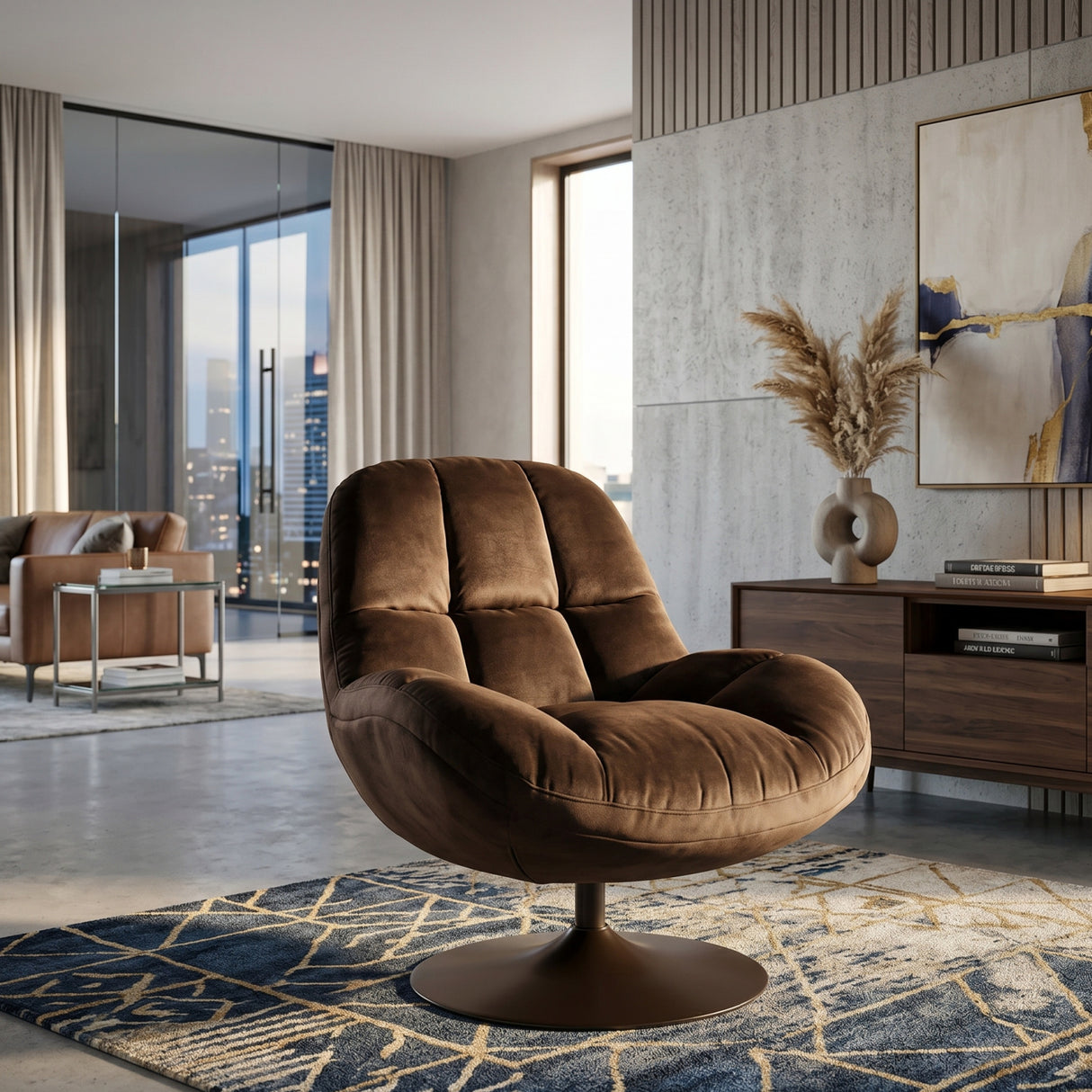   Modern European furniture - Velvet Swivel Lounge Chair - www.oroa.com | Oroa.com