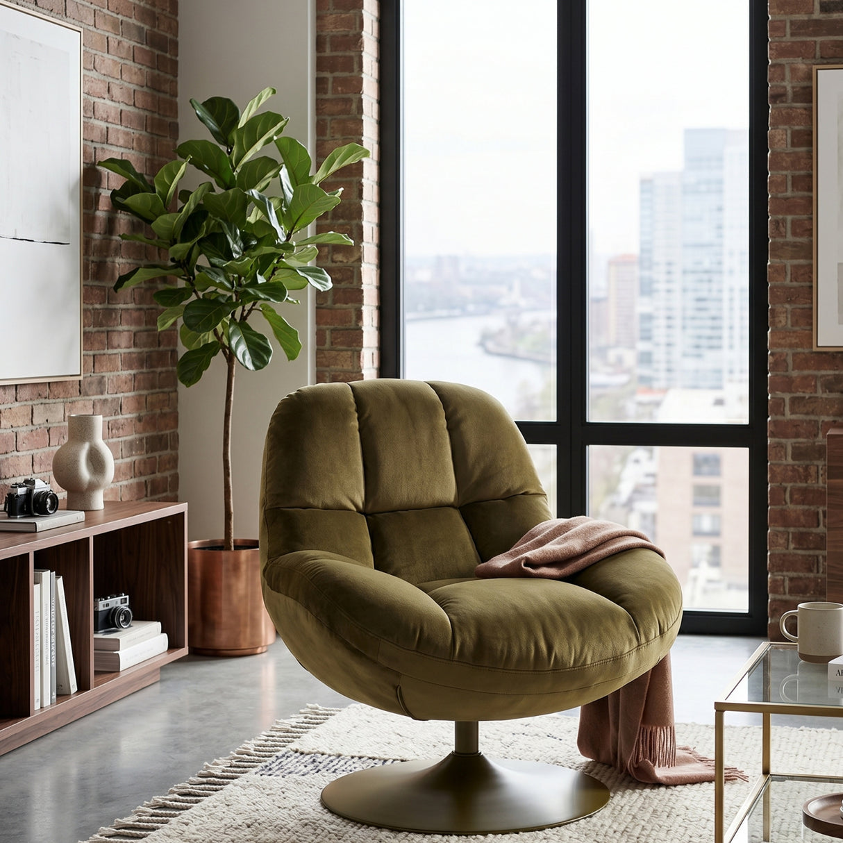   Modern European furniture - Velvet Swivel Lounge Chair - www.oroa.com | Oroa.com