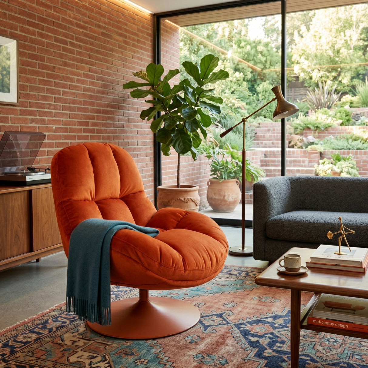   Modern European furniture - Velvet Swivel Lounge Chair - www.oroa.com | Oroa.com