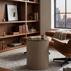   Modern European furniture - Beige Marble Round Side Table - www.oroa.com | Oroa.com