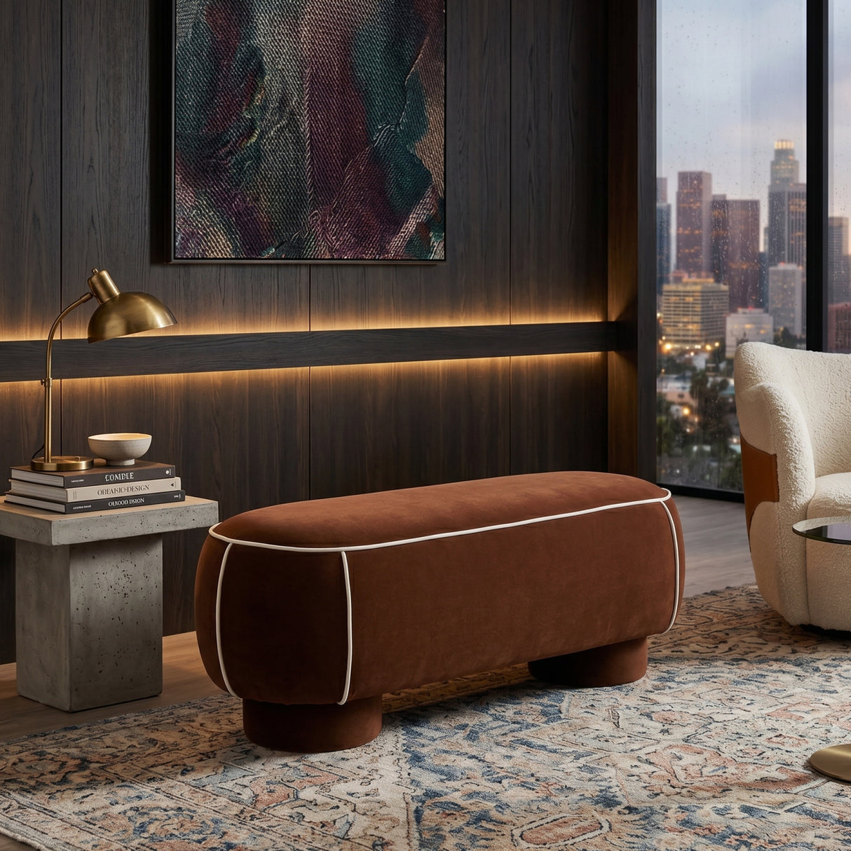  Modern European furniture - Fabric Upholstered Bench L - www.oroa.com | Oroa.com