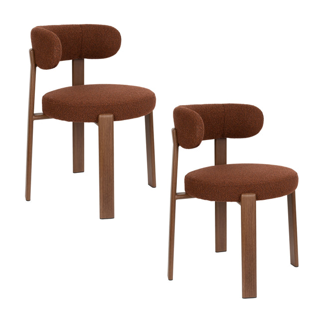 Modern European furniture - Brown Fabric Rounded Dining Chairs (2) - www.oroa.com
