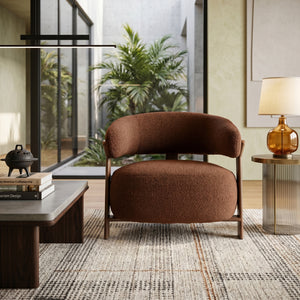   Modern European furniture - Brown Fabric Rounded Lounge Chair - www.oroa.com | Oroa.com