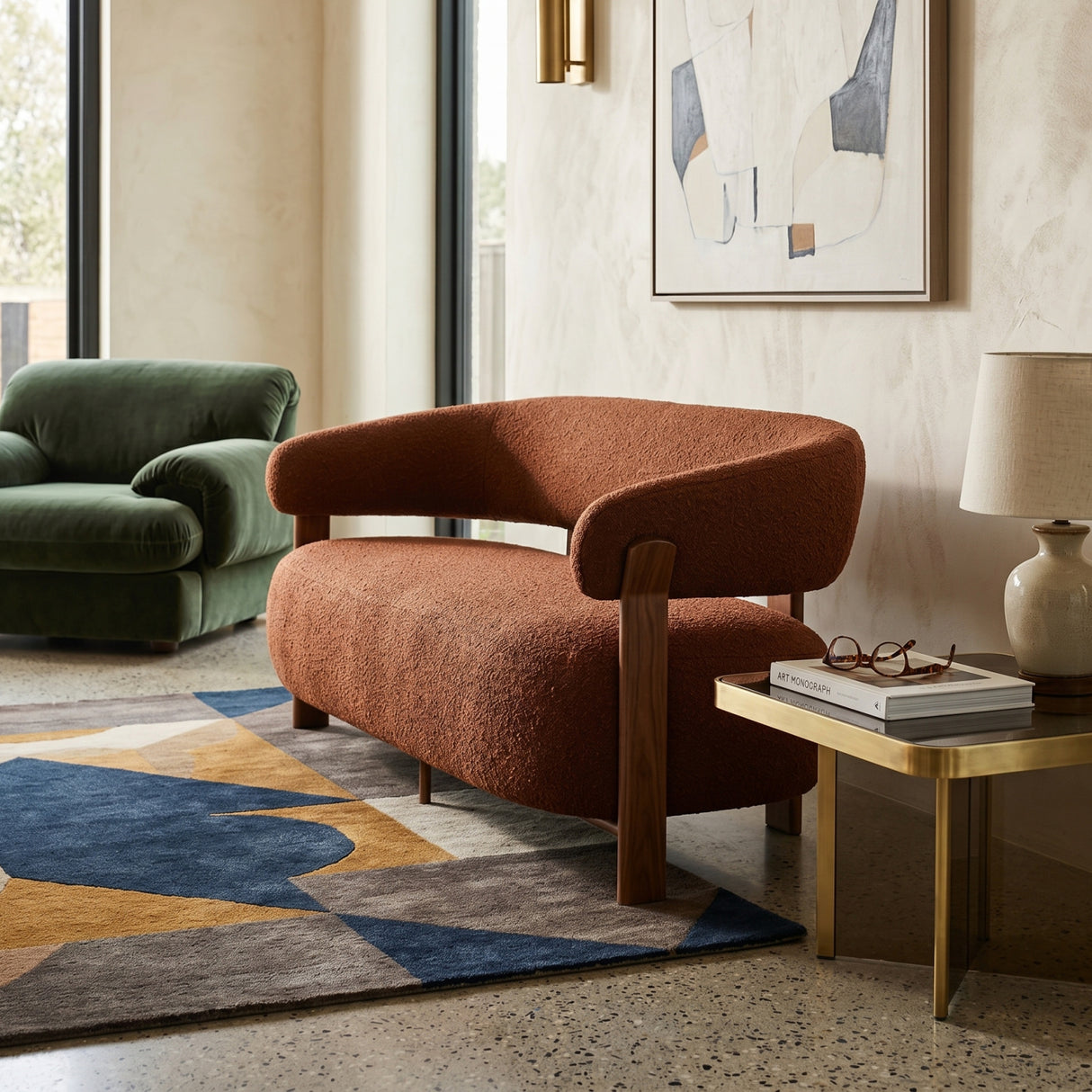   Modern European furniture - Brown Fabric 2-Seater Sofa - www.oroa.com | Oroa.com