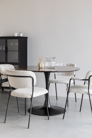 Marble Finish Pedestal Dining Table | DF Maru | Oroa.com