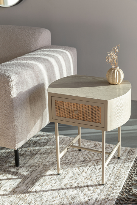   Beige Lacquered Side Table | Oroa.com