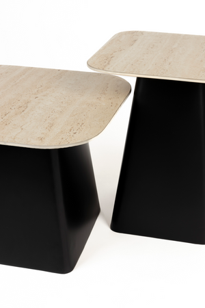 Beige Ceramic Side Table Set (2) | DF Baru | OROA.com