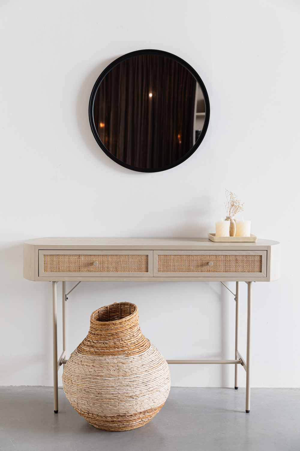 Beige Console Table With Drawers | DF Amaya | OROA.com