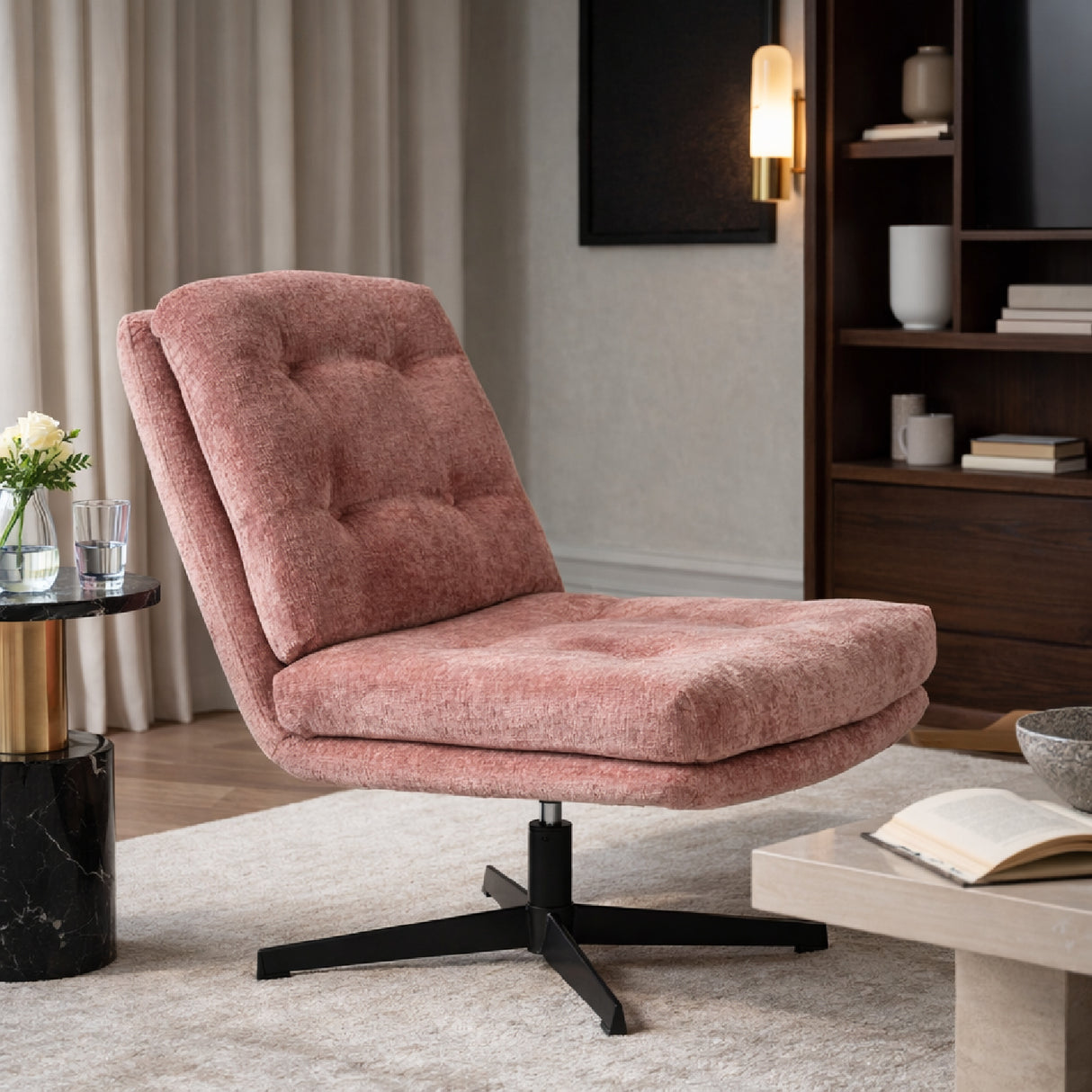   Grid-Tufted Swivel Lounge Chair | Oroa.com