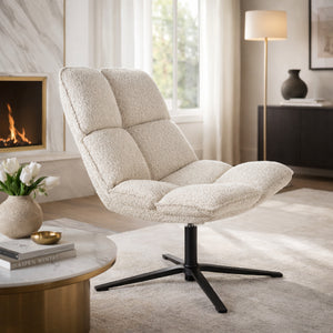   Channeled White Lounge Chair | Oroa.com